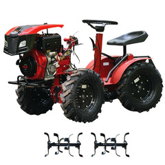 Мотоблок дизельный 4х4 на базе Смарт-4, Storm 152D LUX Premium с электрозапуском, 10 л.с., ВОМ, пониженная передача, колесам 7.5x12. В комплекте: фрезы, дифференциальные удлинители, бампер, капот, фара