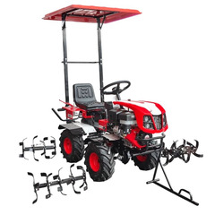 Мототрактор TZR-015  с двигателем 15  л.с., колеса 19х7*8, 4-WD, электрозапуск, гидравлика, козырек (фрезы на обе оси)
